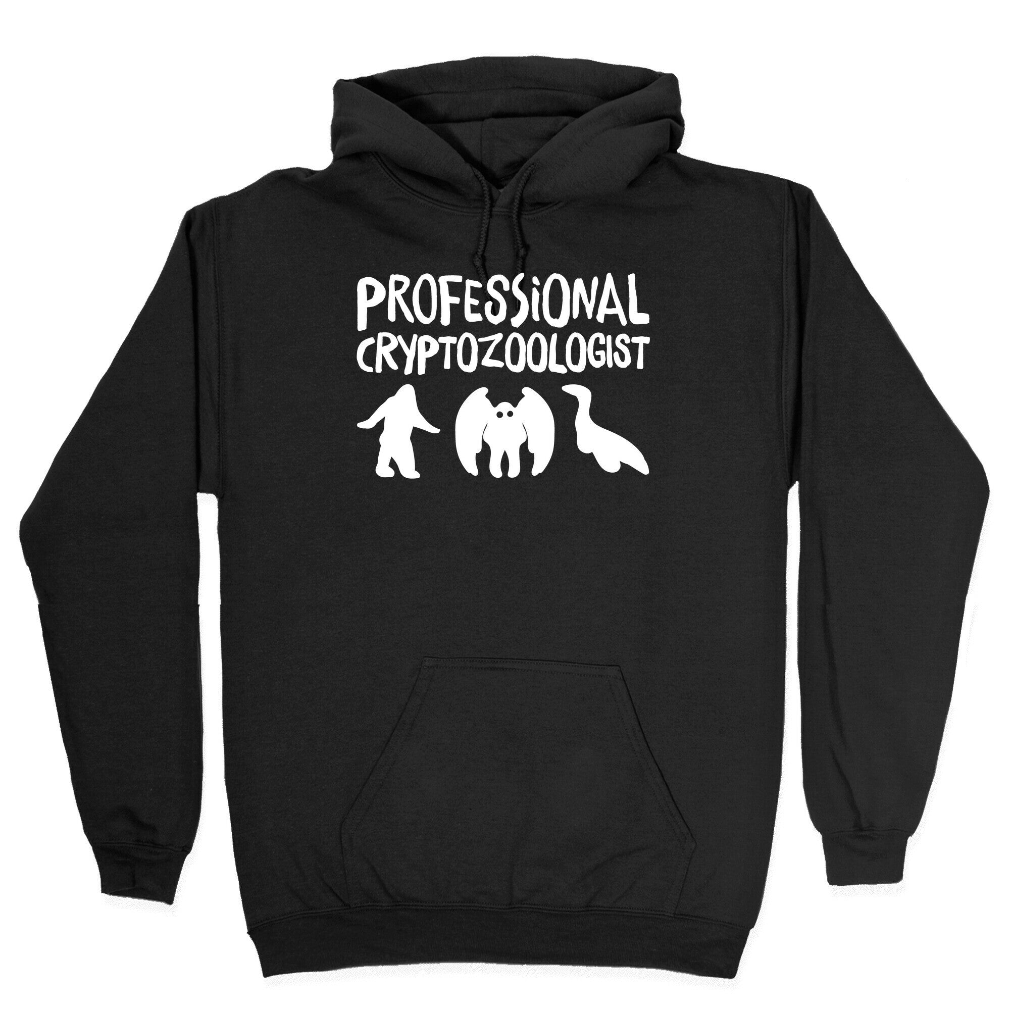 Professional Cryptozoologist White Print Hoodie